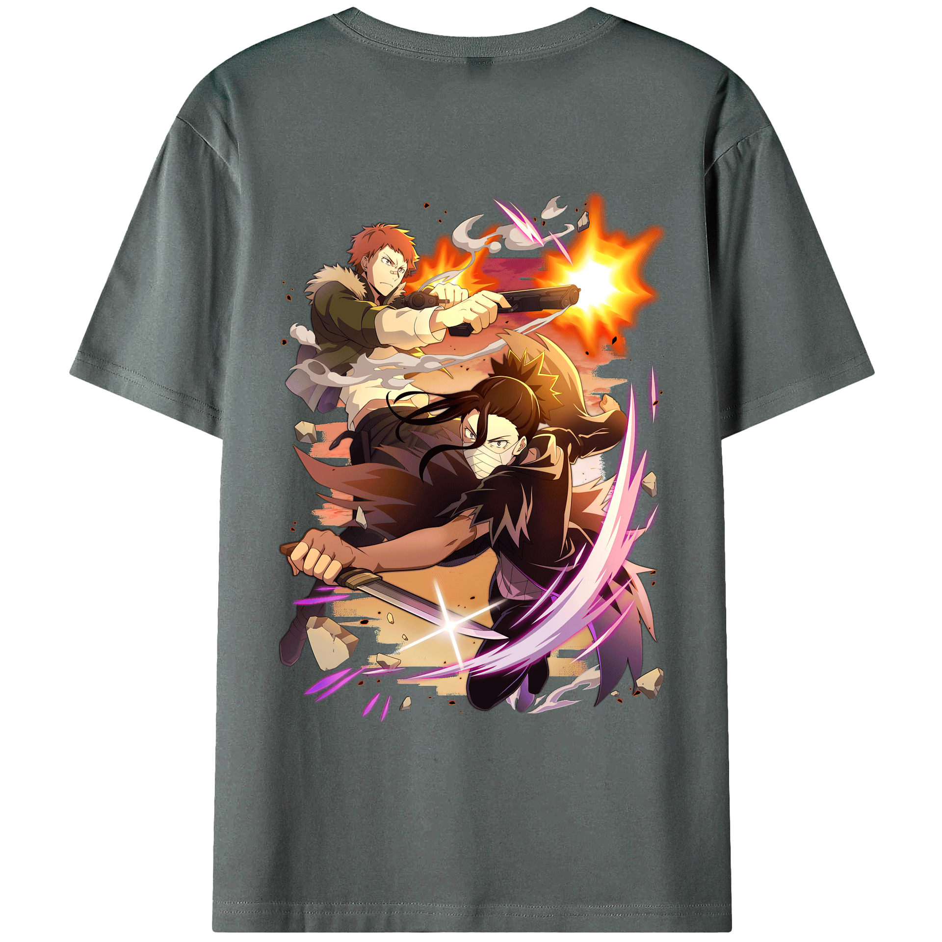 （画像用） 文豪ストレイドッグス Bungo Stray Dogs 綿100％ メンズ半袖Tシャツ（バックプリント） 通気性